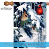Snowy Fir Cardinals Flag image 4