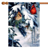 Snowy Fir Cardinals Flag image 5