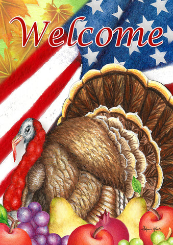 Patriotic Fall Welcome Flag image 1