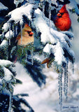 Snowy Fir Cardinals Flag image 2