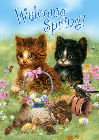 Welcome Spring Kittens Flag image 1