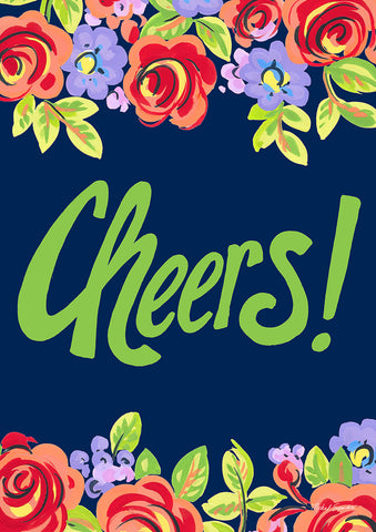Green Floral Cheers Flag image 1