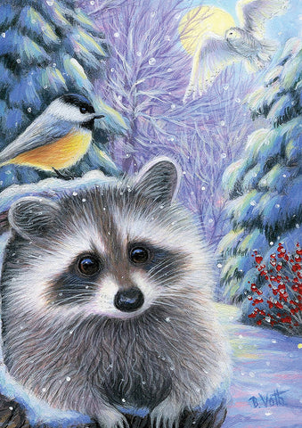 Winter Chickadee Raccoon Image 1