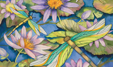 Waterlilies & Dragonflies Door Mat image 1