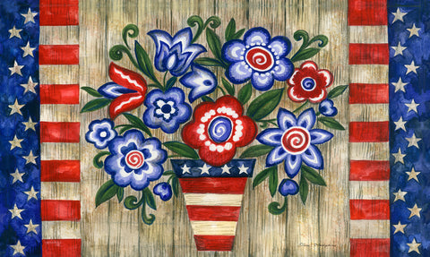 Patriotic Flowers Door Mat image 1