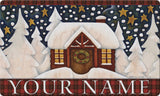 Snowy Cabin Personalized Text Doormat Your Image Here Custom Product Image