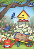 Birdhouse Daisies Flag image 2