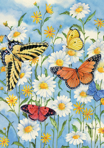 Butterflies And Daisies Flag image 1