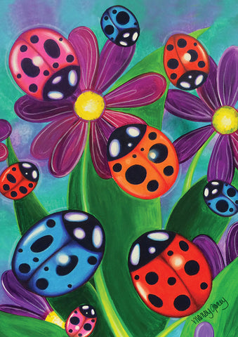 Colorful Ladybirds And Ladybugs Flag image 1