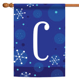 Winter Snowflakes Monogram C Flag image 5