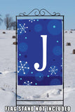 Winter Snowflakes Monogram J Flag image 8