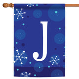 Winter Snowflakes Monogram J Flag image 5