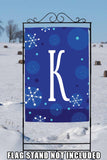 Winter Snowflakes Monogram K Flag image 8