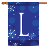 Winter Snowflakes Monogram L Flag image 5