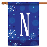 Winter Snowflakes Monogram N Flag image 5