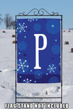 Winter Snowflakes Monogram P Flag image 8