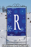 Winter Snowflakes Monogram R Flag image 8