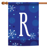Winter Snowflakes Monogram R Flag image 5