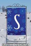 Winter Snowflakes Monogram S Flag image 8