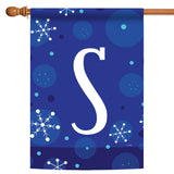 Winter Snowflakes Monogram S Flag image 5