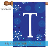 Winter Snowflakes Monogram T Flag image 4