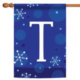 Winter Snowflakes Monogram T Flag image 5