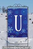 Winter Snowflakes Monogram U Flag image 8