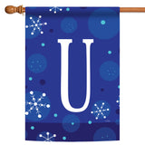 Winter Snowflakes Monogram U Flag image 5