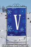 Winter Snowflakes Monogram V Flag image 8