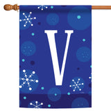 Winter Snowflakes Monogram V Flag image 5
