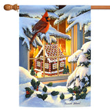 Gingerbread House Cardinal Flag image 5