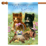Welcome Spring Kittens Flag image 5
