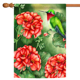 Geraniums and Hummingbird Flag image 5