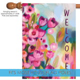 Pink Flower Welcome Flag image 4