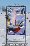 Snowy Cardinals And Chickadees Flag image 8