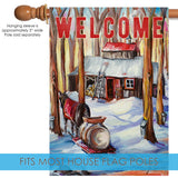 Winter Welcome Cottage Flag image 4