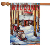 Winter Welcome Cottage Flag image 5