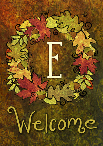 Fall Wreath Monogram E Flag image 1