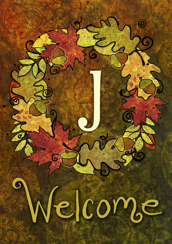 Fall Wreath Monogram J Flag image 1