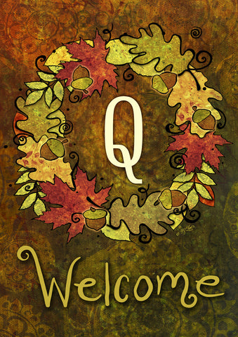 Fall Wreath Monogram Q Flag image 1