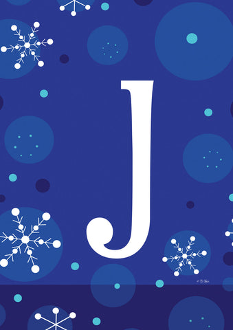 Winter Snowflakes Monogram J Flag image 1