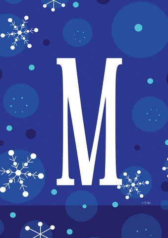 Winter Snowflakes Monogram M Flag image 1