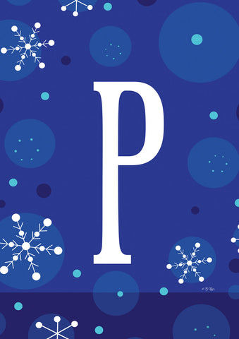Winter Snowflakes Monogram P Flag image 1