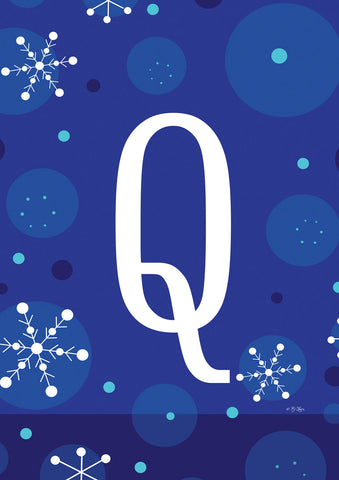 Winter Snowflakes Monogram Q Flag image 1