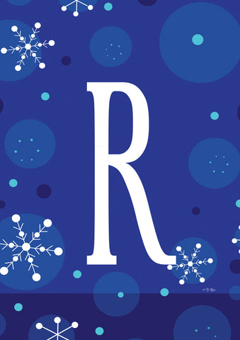 Winter Snowflakes Monogram R Flag image 1