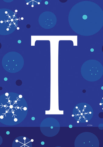 Winter Snowflakes Monogram T Flag image 1