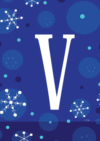 Winter Snowflakes Monogram V Flag image 1
