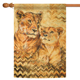 Hand Painted Lioness And Cub Flag image 5