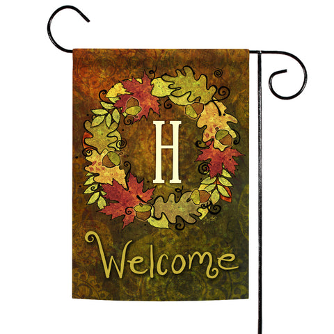 Fall Wreath Monogram H Flag image 1