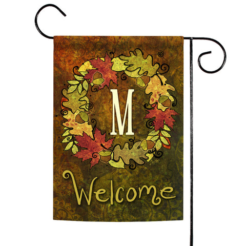 Fall Wreath Monogram M Flag image 1